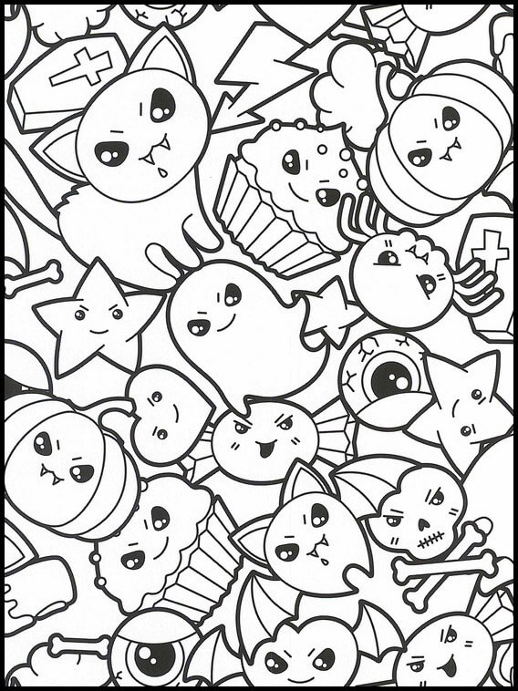 Dibujo de Fantasma Kawaii para Colorear