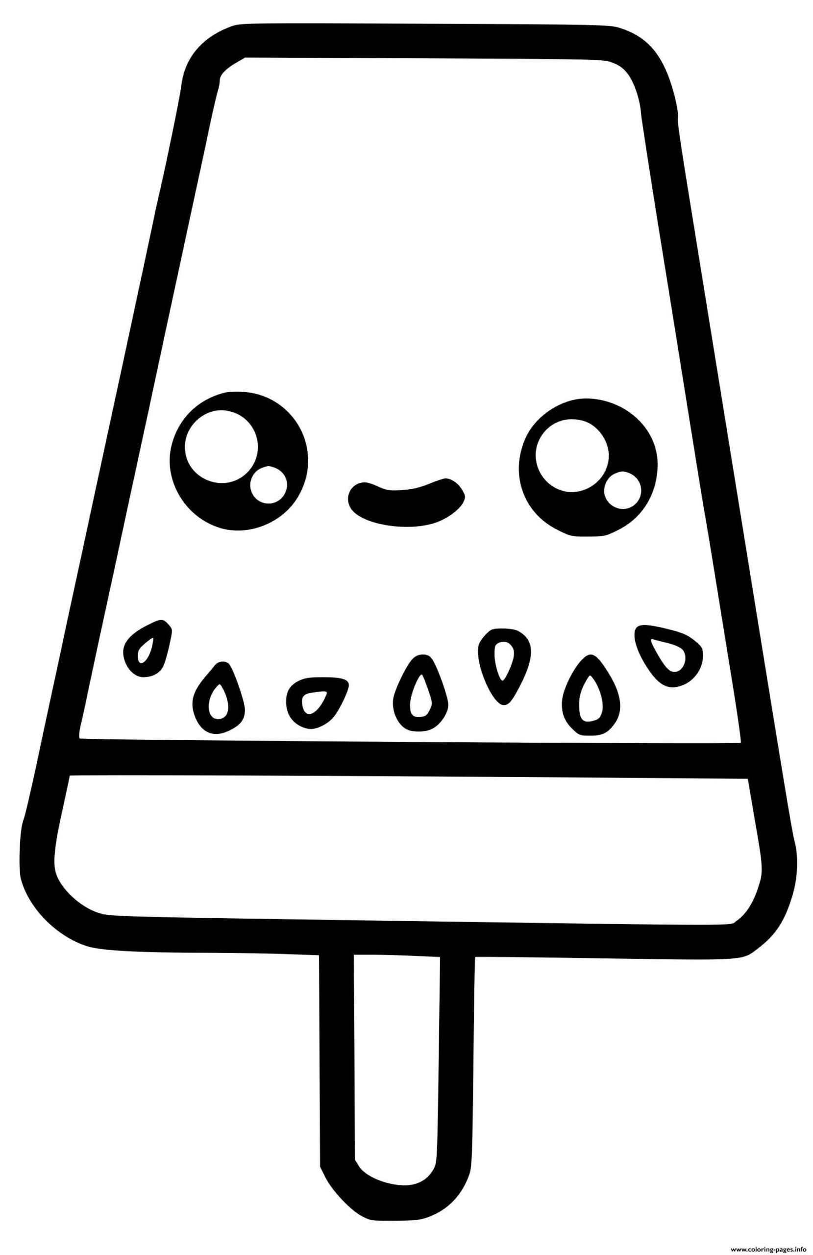 Dibujo de Helado de sandía Kawaii para Colorear
