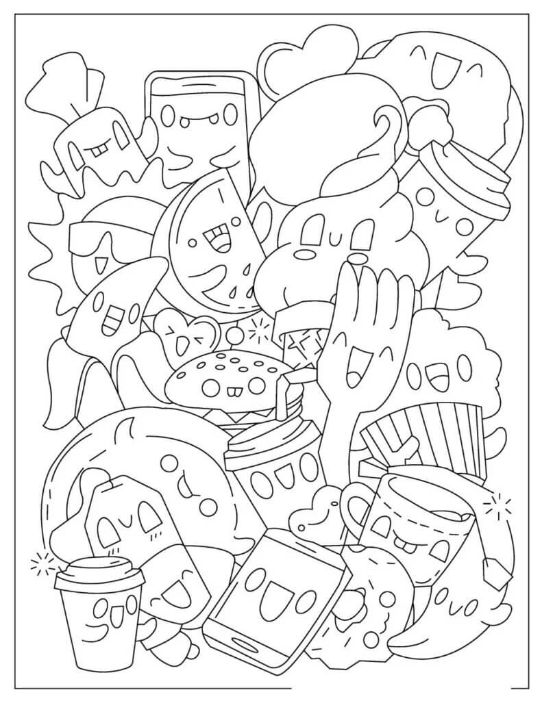 Dibujo de Impresionante Kawaii para Colorear