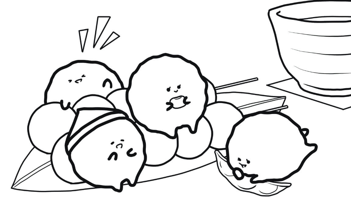 Dibujo de Kawaii japonés Frijol para Colorear