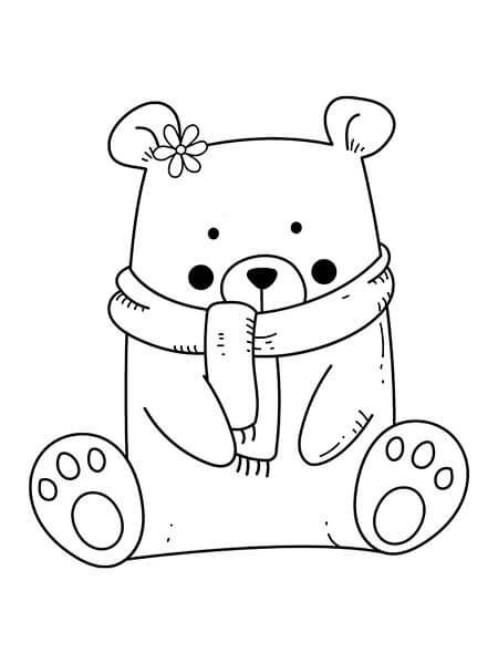 Dibujo de Kawaii Oso Sentado para Colorear