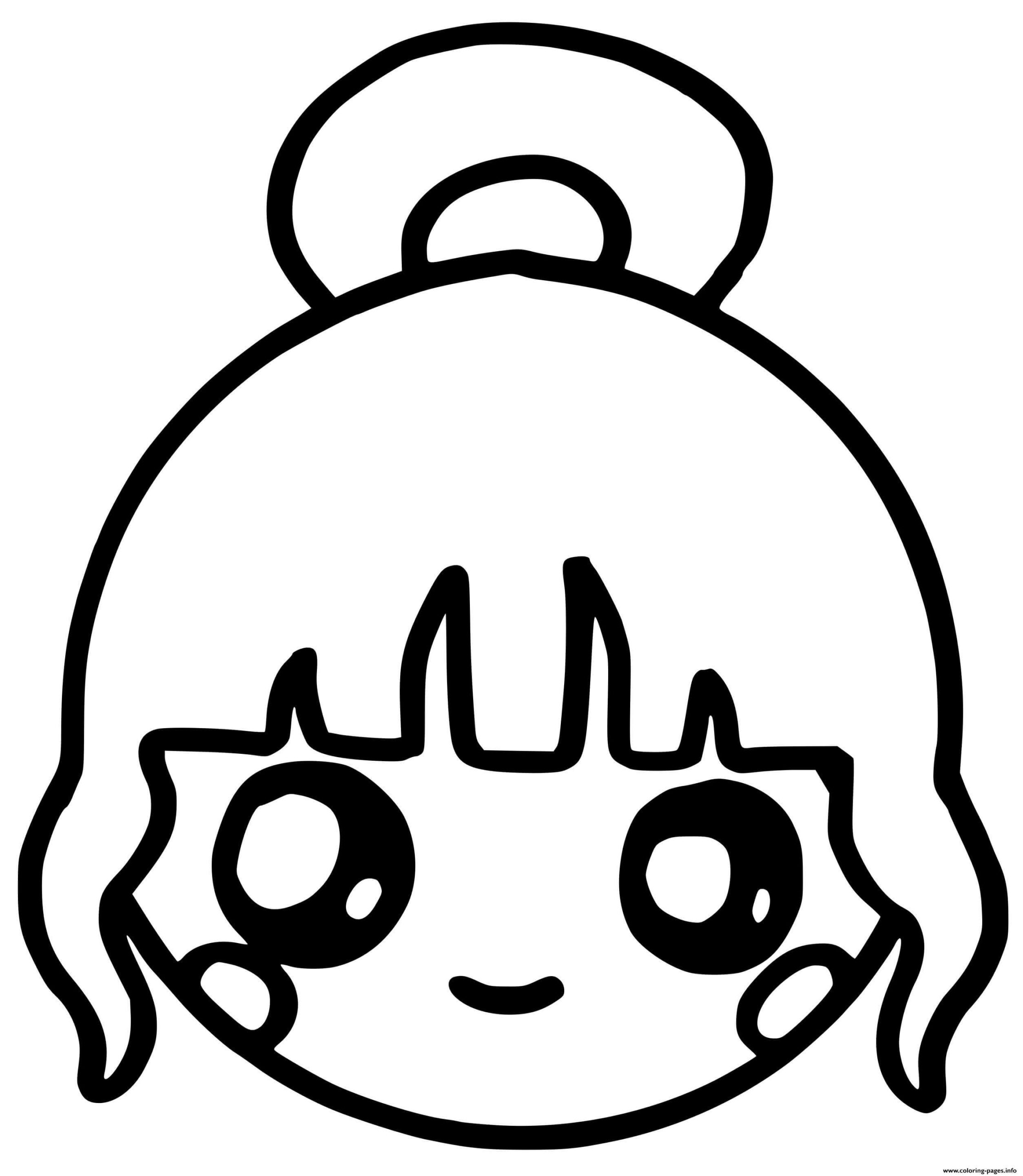 Dibujo de La Cabeza de la Cabeza Kawaii para Colorear