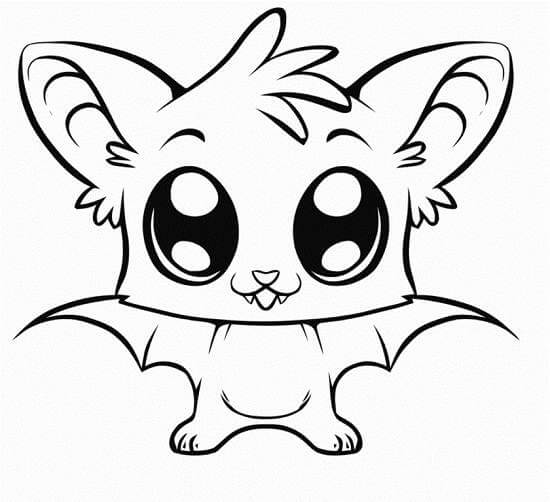 Dibujo de Murcielago Kawaii para Colorear