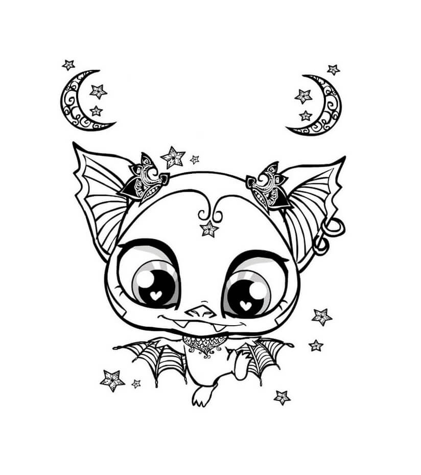 Dibujo de Murcielago Mandala Kawaii para Colorear