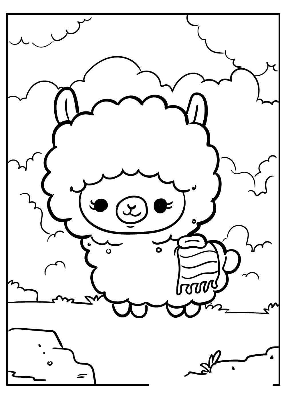 Dibujo de Ovejas Kawaii para Colorear