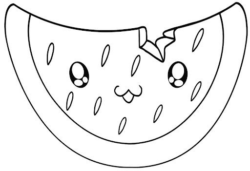 Dibujo de Sandía Kawaii 2 para Colorear