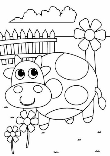 Dibujo de Vaca Sonriendo Kawaii para Colorear
