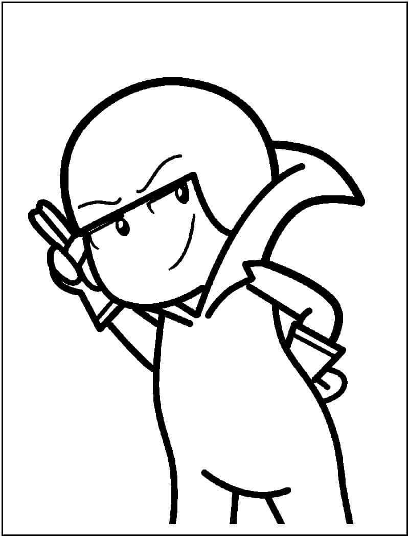 Dibujo de Kick Buttowski Sonriendo para Colorear