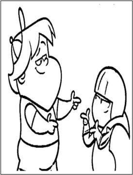Dibujo de Kick Buttowski y Gunther Sonriendo para Colorear