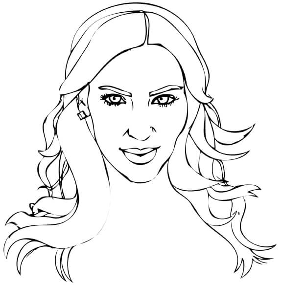 Dibujo de Kim Kardashian Sonriendo para Colorear