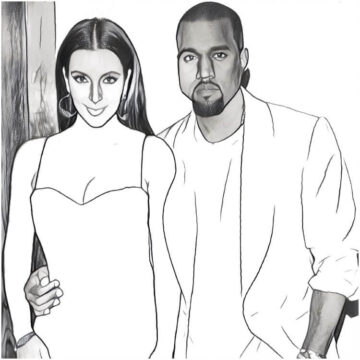 Dibujo de Kim Kardashian y Kanye West para Colorear