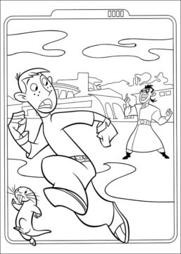 Dibujo de Ron y Fugus Corriendo para Colorear