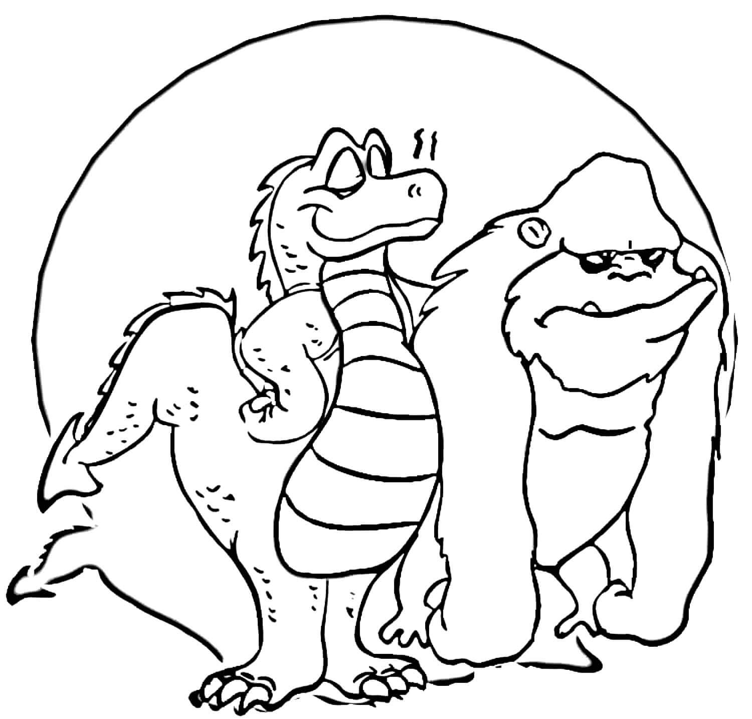 Dibujo de Godzilla y King Kong para Colorear
