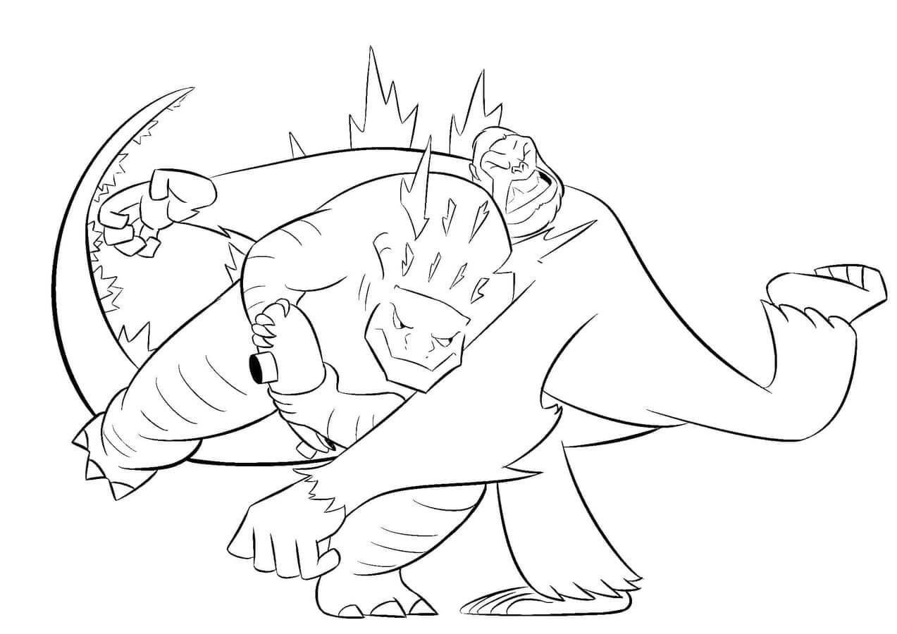 Dibujo de Gracioso King Kong Vs Godzilla para Colorear