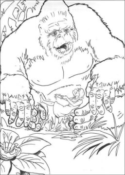 Dibujo de King Kong y la niña para Colorear