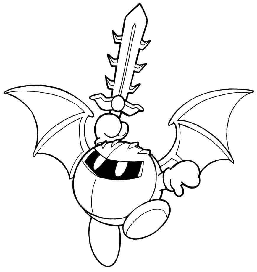 Dibujo de Caballero Kirby con Espada para Colorear