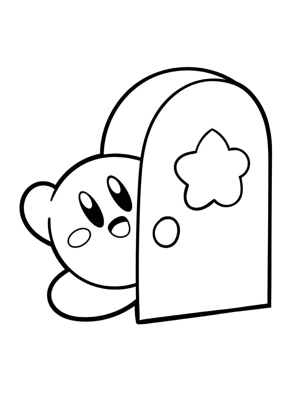 Dibujo de Kirby Abrio la Puerta del Cuarto para Colorear