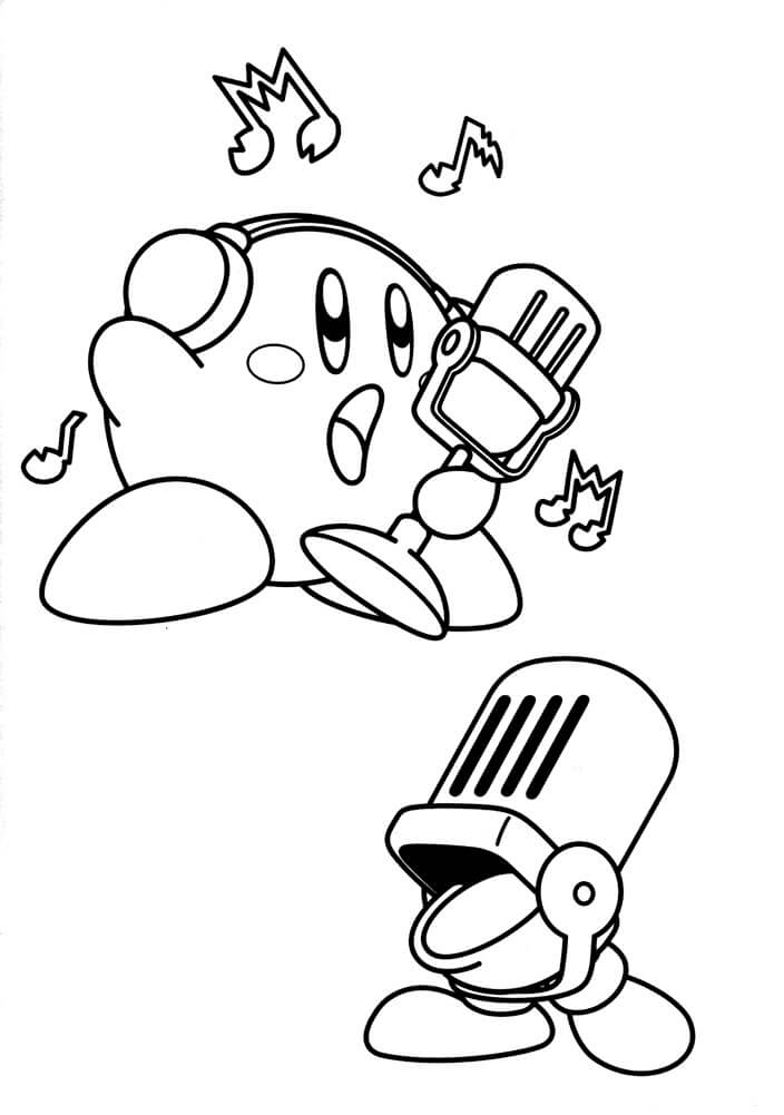 Dibujo de Kirby Cantando para Colorear