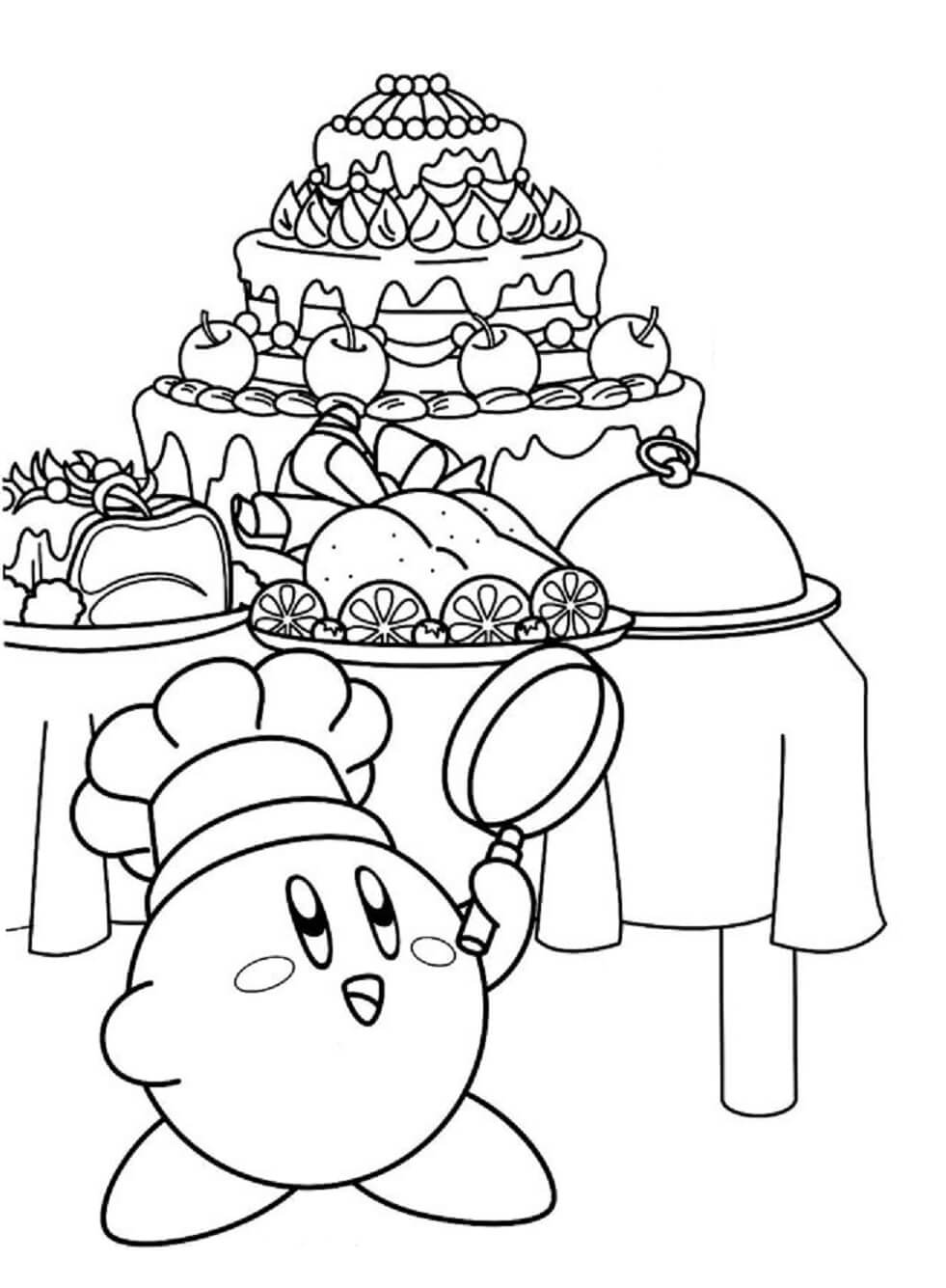 Dibujo de Kirby Chef para Colorear