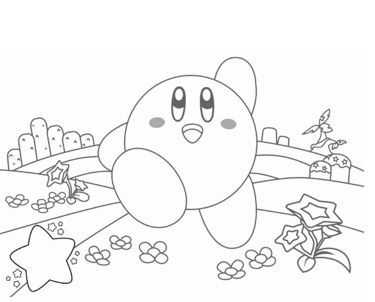 Dibujo de Kirby Feliz Corriendo para Colorear