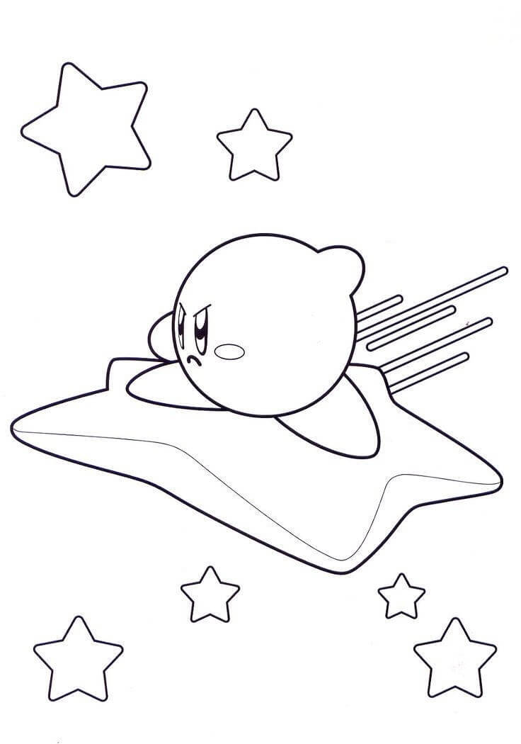 Dibujo de Kirby Volando en la Estrella para Colorear