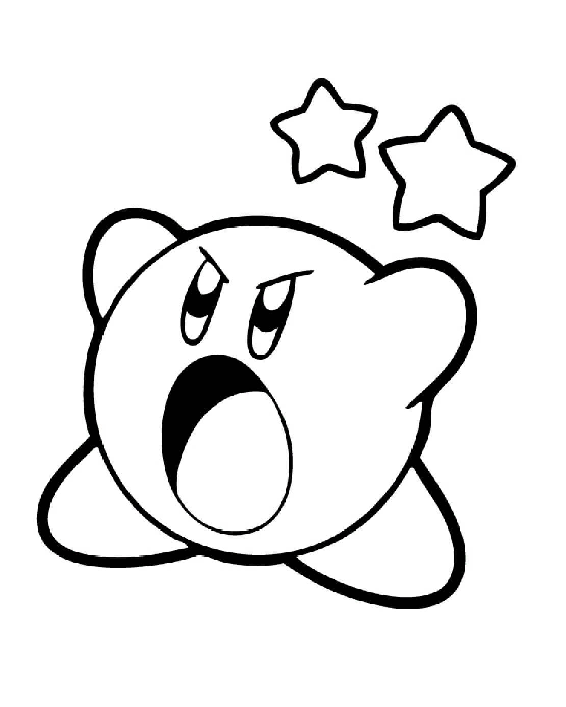 Dibujo de Kirby con Dos Estrellas para Colorear
