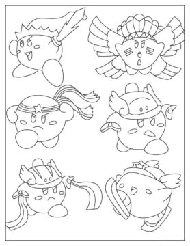 Dibujo de Seis Pieles de Kirby para Colorear