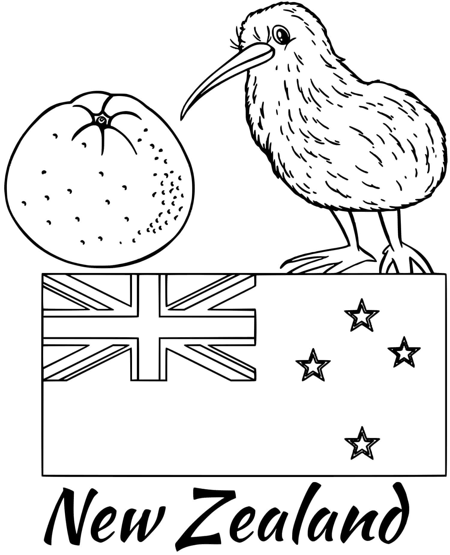 Dibujo de Bandera de Austria con Kiwi para Colorear
