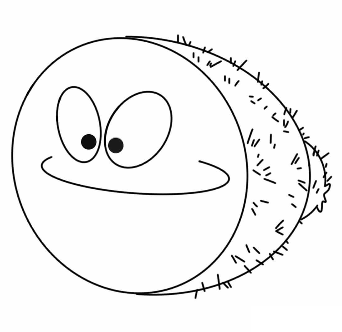 Dibujo de Kiwi Sonriente para Colorear