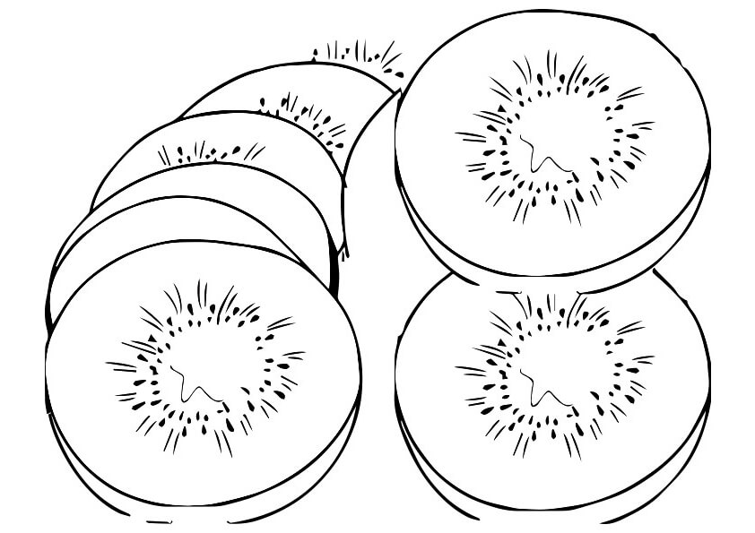 Dibujo de Kiwi en Rodajas para Colorear
