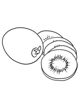 Dibujo de Un Kiwi y Kiwis en Rodajas para Colorear