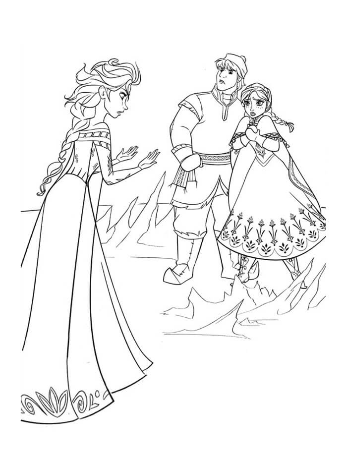 Dibujo de Elsa Kristoff y Anna para Colorear