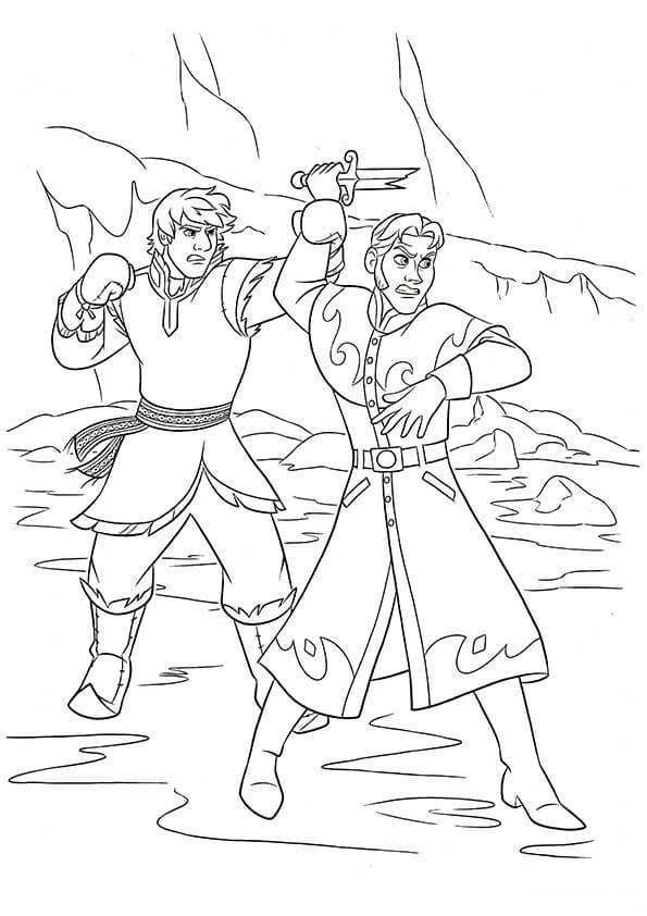 Dibujo de Kristoff Luchando para Colorear