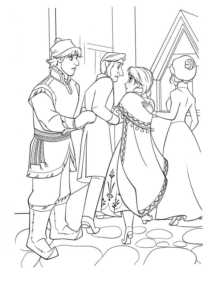 Dibujo de Kristoff Regresa al Castillo con Anna para Colorear