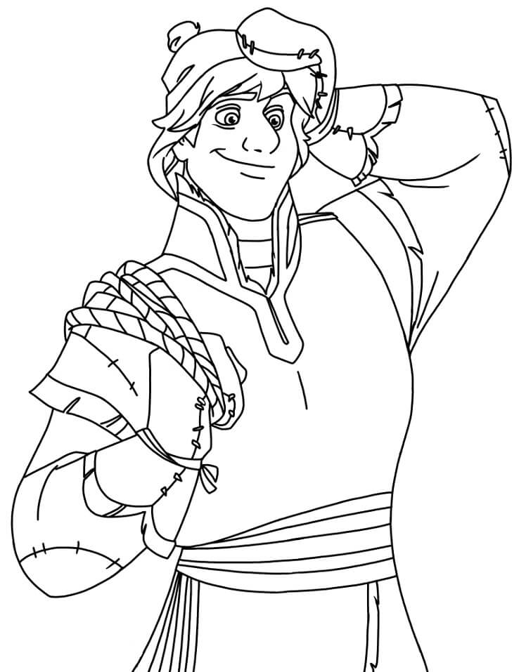 Dibujo de Kristoff con Cuerda para Colorear
