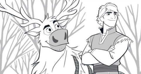 Dibujo de Kristoff y Anna Lindos para Colorear