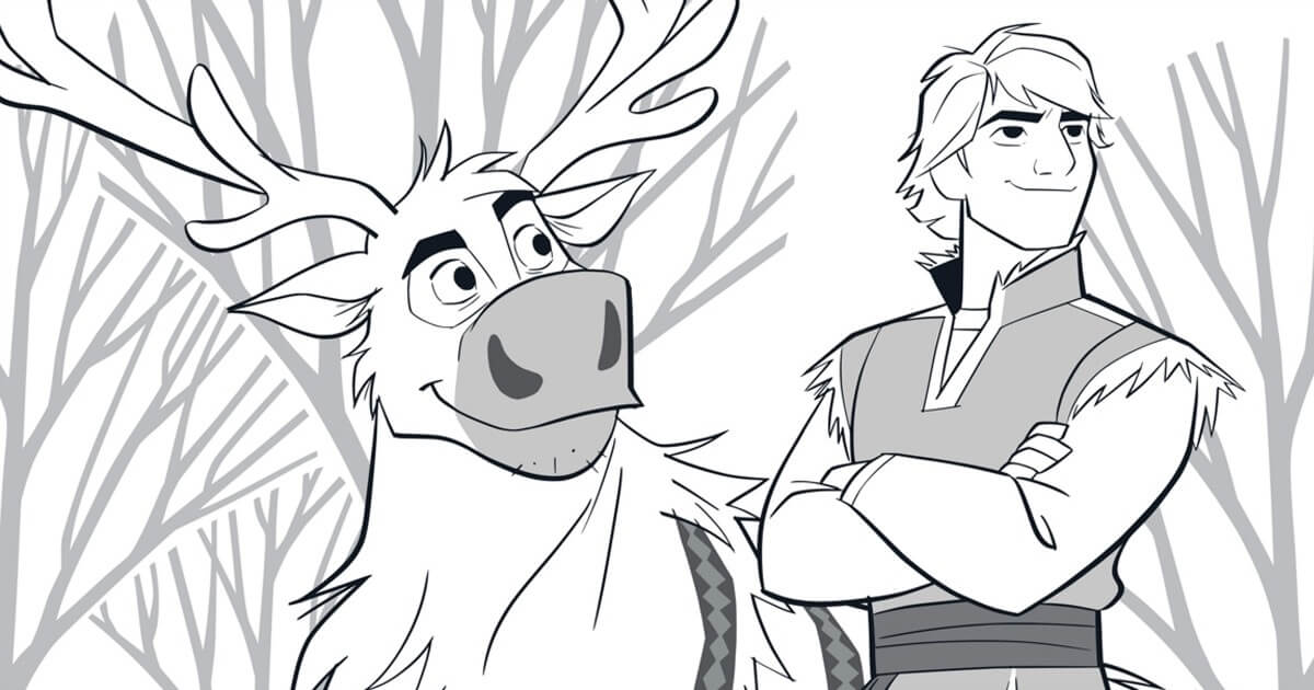 Dibujo de Kristoff y Anna Lindos para Colorear