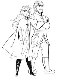 Dibujo de Kristoff y Anna para Colorear