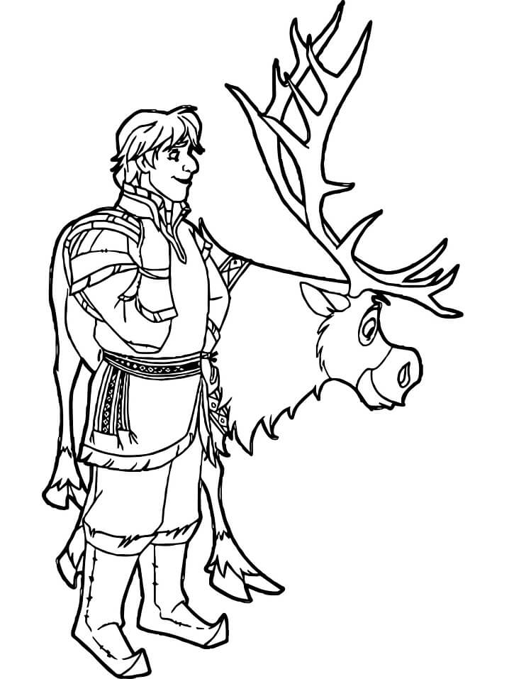 Dibujo de Sven y Kristoff para Colorear