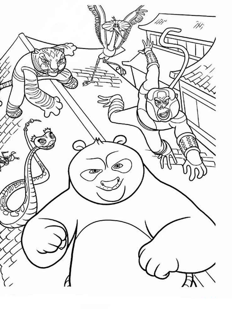 Dibujo de Equipo de Kung Fu Panda para Colorear