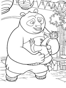 Dibujo de Po con el Sr Ping para Colorear