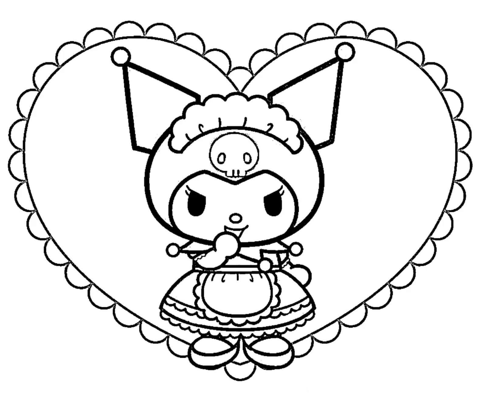 Dibujo de Kuromi de corazón para Colorear