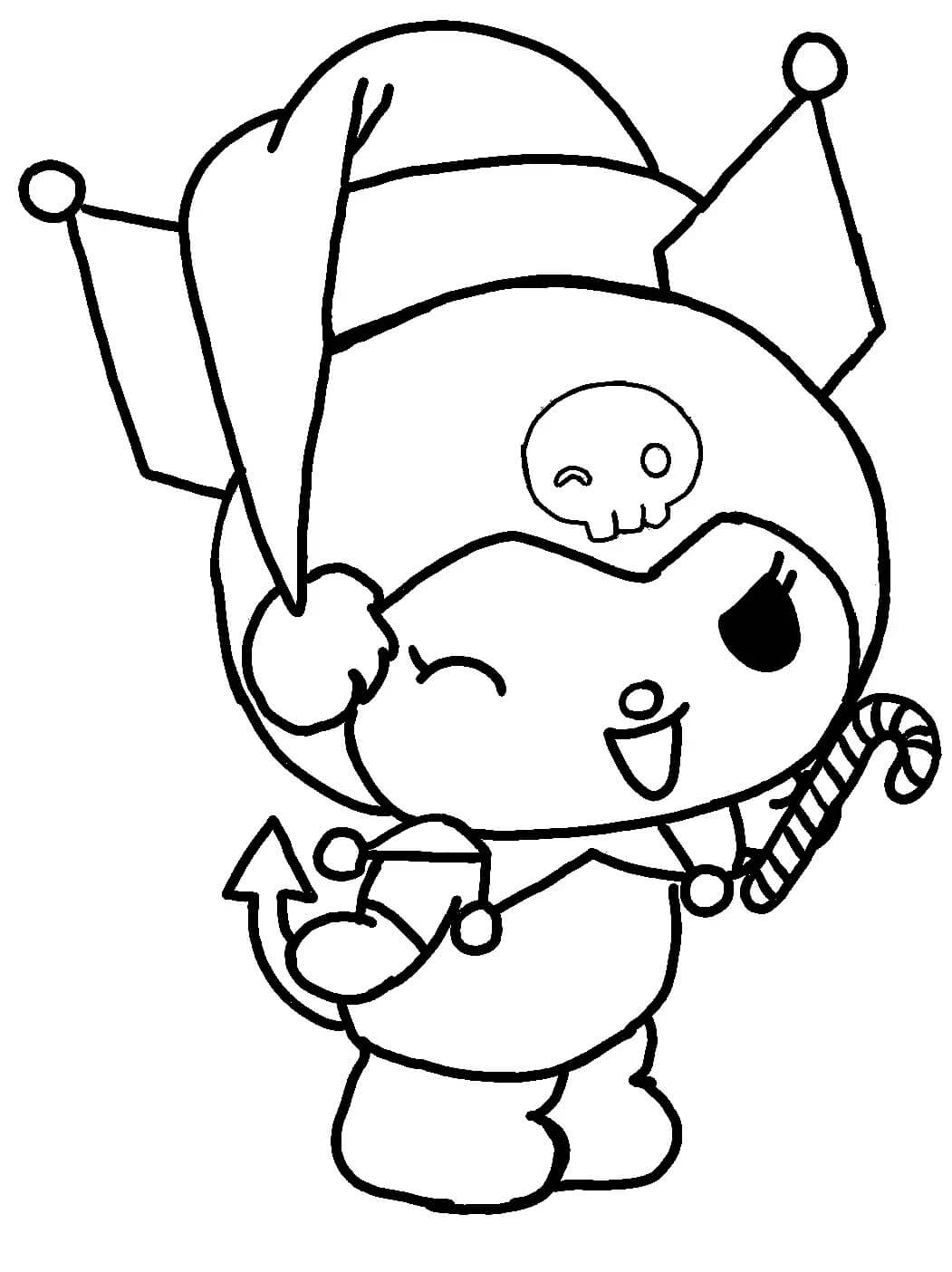 Dibujo de Kuromi en Navidad para Colorear