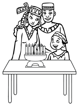 Dibujo de Página para Colorear Familiar de Kwanzaa para Colorear