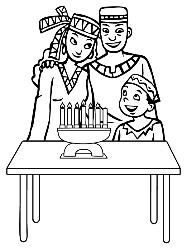 Dibujo de Página para Colorear Familiar de Kwanzaa para Colorear