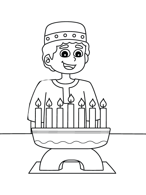 Dibujo de Página para Colorear de Caricatura del Kinara de Kwanzaa para Colorear