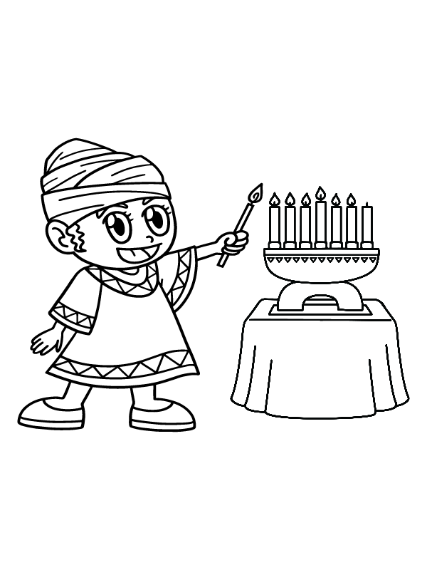 Dibujo de Página para Colorear de Encendido de Kwanzaa para Colorear