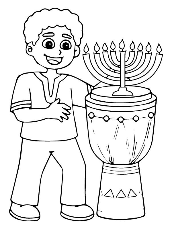 Dibujo de Página para Colorear de Kwanzaa con un niño Feliz para Colorear