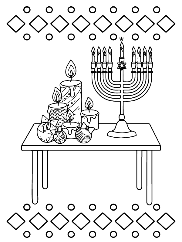 Dibujo de Página para Colorear de Kwanzaa en la Mesa para Colorear
