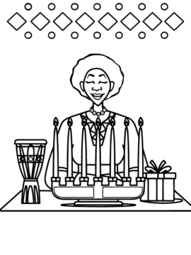 Dibujo de Página para Colorear de meditación Frente a Kwanzaa para Colorear